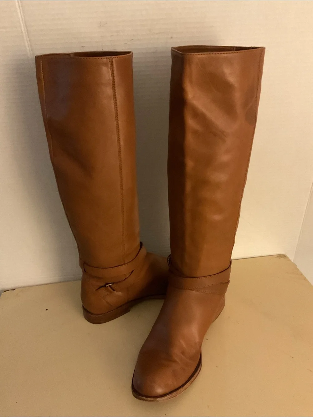 Coach women chestnut leather tall knee tall knee high riding boots US 8.5
